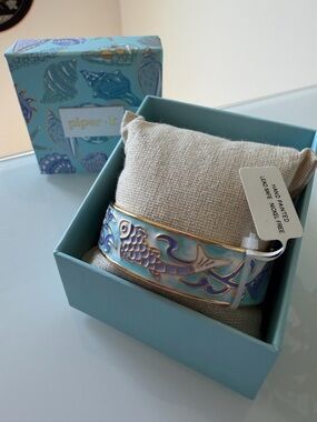 Viral Piper K Blue Koi Fish Enamel gold Bangle